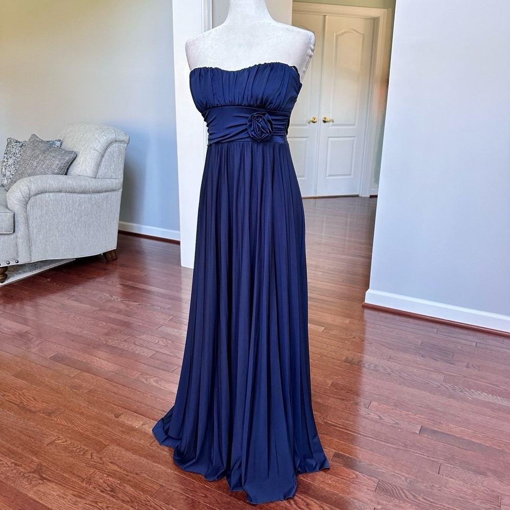 Speechless Navy Blue Strapless Simple Elegant Maxi Gown Dress Medium